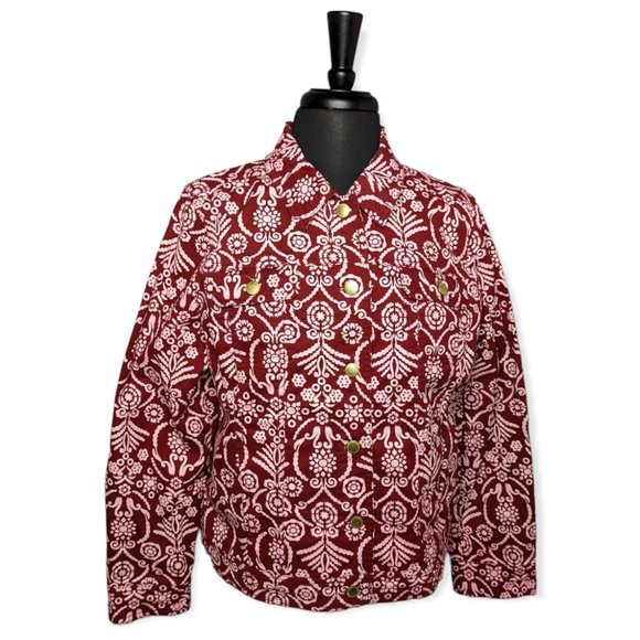 Liz Claiborne Jackets & Blazers - Liz Claiborne New York Button Front Jean Jacket Henna Red Size 16